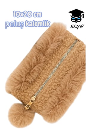 peluş kalemlik makyaj çantası 10x20 cm YERLİ ÜRETİM tek bölme geniş hacimli
