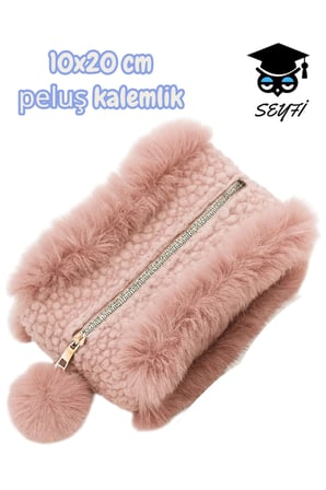 peluş kalemlik makyaj çantası 10x20 cm YERLİ ÜRETİM tek bölme geniş hacimli