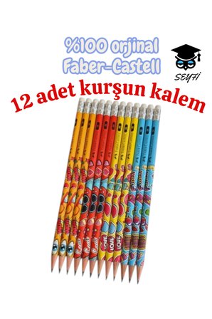 12 adet pop-art silgili kurşun kalem faber castell