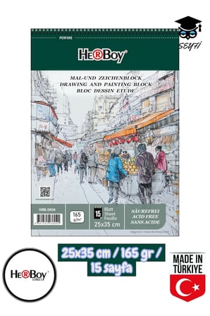 25X35 CM eskiz kara kalem çizim defteri 165 gr TELLİ 15 sayfa HERBOY