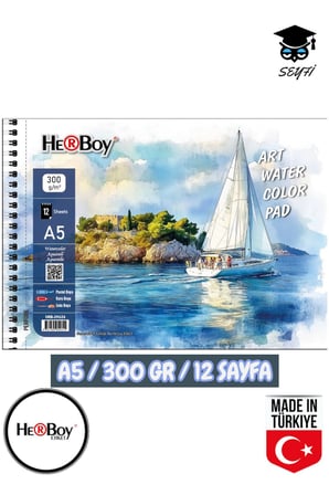 14X20 CM A5 sulu boya eskiz kara kalem çizim defteri 300 gr TELLİ 12 sayfa HERBOY