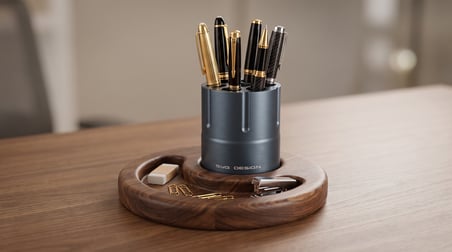 SYG DESIGN Alüminyum Revolver & Ahşap Tasarım Kalemlik