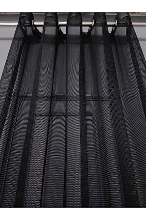 Siyah File Rustik Tül Perdesi Kuşgözü Perde Rustik Tül Perde