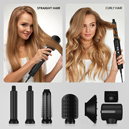 7 Başlıklı İyonik Saç Şekillendirici Saç Kurutma Fön Makinası 7in1 Multi Styler 110000 RPM 1400W 