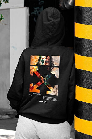 Siyah Unisex Joker Hoodie, Joker Kapşonlu Sweatshirt Sırt Baskı