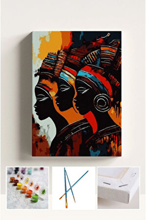 Sayılarla Boyama Çerçeveli Hobi Seti Numaralı Tuval Fırça Boya Dahil Kasnaklı 40x50