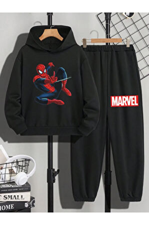 Spiderman Baskılı Erkek Çocuk Eşofman Takımı 2 İplik Şardonlu
