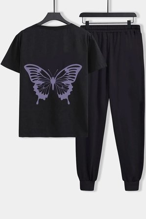 Unisex Butterfly Baskılı 2'li Eşofman Takımı