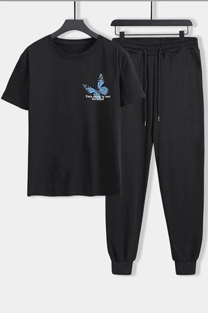 Unisex Kelebek Baskılı 2'li Eşofman Takımı