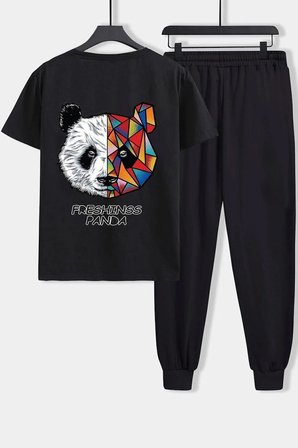 Unisex Panda Baskılı 2'li Eşofman Takımı