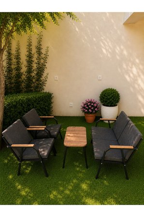 VİENTO 2-1-1 BAHÇE BALKON MOBİLYASI,KUMAŞ RENGİ 01 ANTRASİT