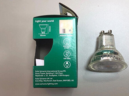 2 ADET SYLVANIA  DİMLİ  6W=75W 550 LÜMEN GU 10 3000KELVİN LED SPOT