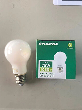 3 ADET SYLVANIA  9W=1055 LÜMEN  E27 2700K SARI LED AMPÜL DİMMER UYUMLU 