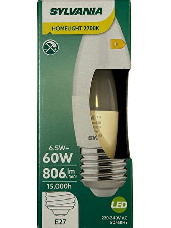 Sylvania 6,5W (65W) 2700K (Sarı Işık) E27 Duylu Led Ampul