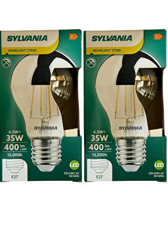 Sylvania 4,5W (35W) Endirekt 2700K (Sarı Işık) E27 Duylu Led Ampul (2 Adet)