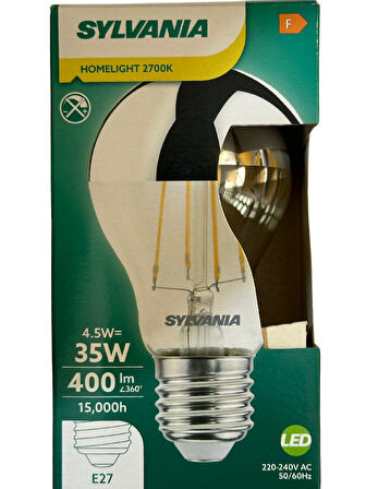 Sylvania 4,5W (35W) Endirekt 2700K (Sarı Işık) E27 Duylu Led Ampul (4 Adet)