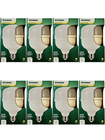 Sylvania 28W 3000K (Sarı Işık) E27 Duylu Torch Ampul (8 Adet)