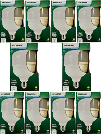 Sylvania 28W 6500K (Beyaz Işık) E27 Duylu Torch Ampul (10 Adet)