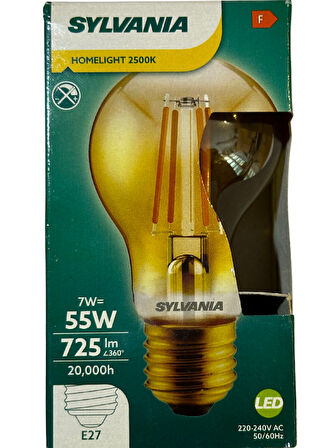 Sylvania 7W 2500K (Sarı Işık) E27 Duylu Rustik Led Ampul (10 Adet)