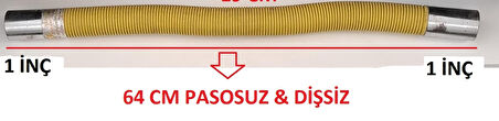 DOĞALGAZ KOMPANSATÖR BAĞLANTI FLEXİ & DİLİTASYON FİLEXİ PASOSUZ & 1 İNÇ & 1 İNÇ  ( 64 cm )