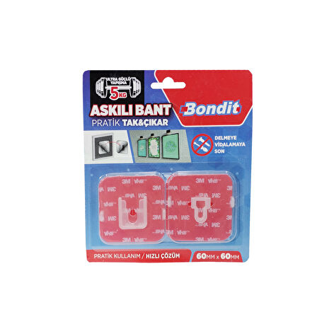 BONDİT ASKILI BANT PRATİK TAK ÇIKAR 2 Lİ ( 60 mm X 60 mm )