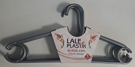 LALE PLASTİK ELBİSE ASKISI KLASİK 6 LI KARIŞIK RENKLİ