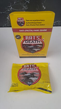 ZAG KİMYA RATS DEATH FARE ZEHİRİ KATI ( PASTA ) 8 x 12,5 gr : 100 gr