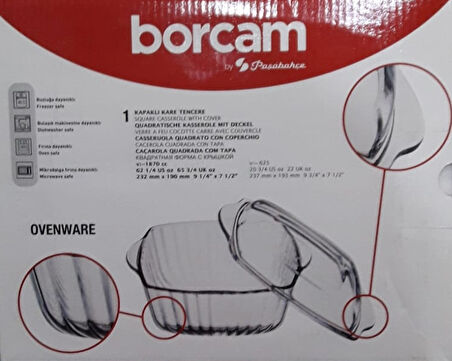 BORCAM KAPAKLI KARE TENCERE 59029 PAŞABAHÇE