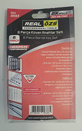 REAL ÖZS 6 PARÇA KOVAN ANAHTAR SETİ ÖZS-8593