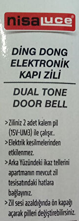 ELEKTRONİK KAPI ZİLİ PİLLİ DİNG DONG
