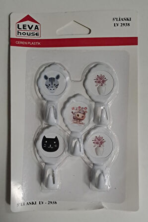 LEVA YAPIŞKANLI ASKI 5 Lİ HANGER LV-2938 ( KARIŞIK DESEN )