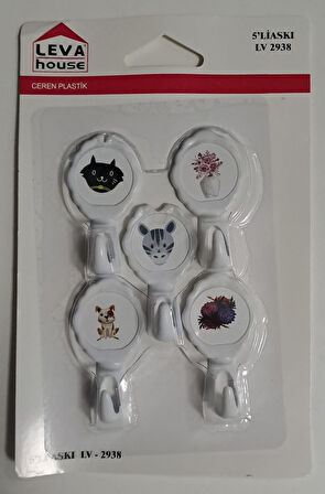 LEVA YAPIŞKANLI ASKI 5 Lİ HANGER LV-2938 ( KARIŞIK DESEN )