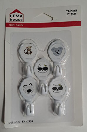 LEVA YAPIŞKANLI ASKI 5 Lİ HANGER LV-2938 ( KARIŞIK DESEN )