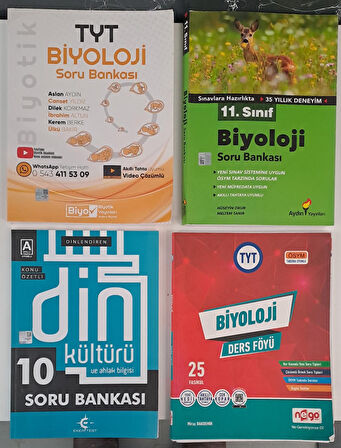BİYOTİK -AYDIN - EKER VE NEGO YAYINLARI TYT - 10. VE 11. BİYOLOJİ  VE DİN KÜLTÜRÜ SORU BANKASI ( 2.EL )
