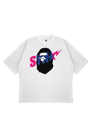 Unisex Oversize SYNA X BAPE Baskılı Boxy Fit Kalın Kumaşlı (240gsm) T-shirt