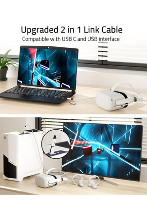 16FT VR Link Kablosu Meta Quest 3/3S/2/Pro ve Pico 4 Uyumlu USB 3.0 PC SteamVR BEYAZ