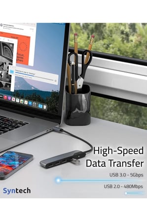 4 Port Usb-C To USB Hub | Type-C – USB 3.0 Çoklayıcı | Laptop, Macbook, iPad ve Pc Uyumlu