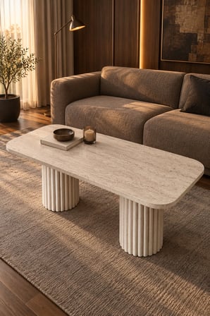 Soyasis Siena Modern Orta Sehpa 109 x 49 x 42 cm - Traverten-Traverten