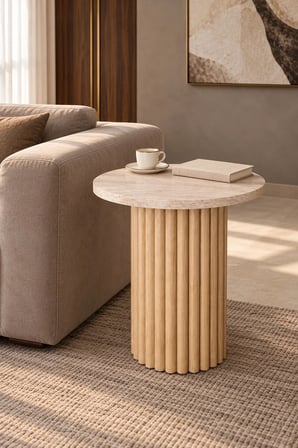 Soyasis Nola Bohem Yan Sehpa 40 cm - Traverten