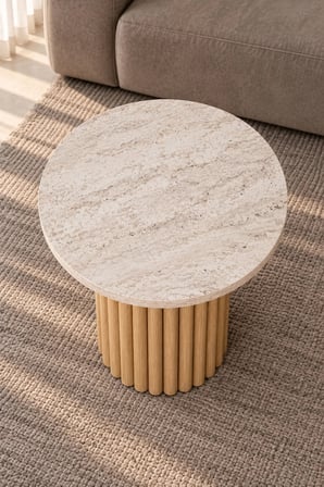 Soyasis Nola Bohem Yan Sehpa 40 cm - Traverten