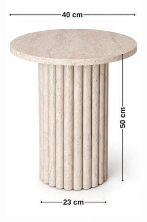 Soyasis Nola Bohem Yan Sehpa 40 cm - Traverten-Traverten