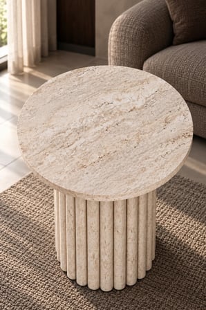 Soyasis Nola Bohem Yan Sehpa 40 cm - Traverten-Traverten