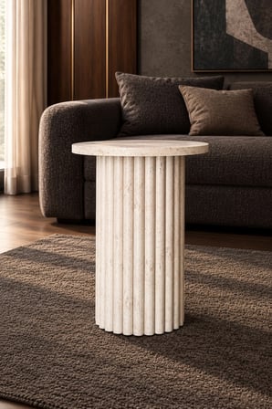 Soyasis Nola Bohem Yan Sehpa 40 cm - Traverten-Traverten