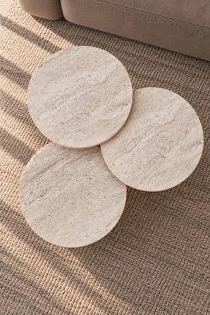 Soyasis Livia Bohem 3'lü Zigon Sehpa 40 cm - Traverten