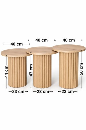 Soyasis Livia Bohem 3'lü Zigon Sehpa 40 cm - Safir Meşe