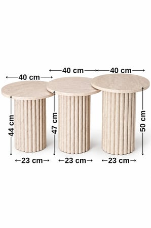 Soyasis Livia Bohem 3'lü Zigon Sehpa 40 cm - Traverten-Traverten