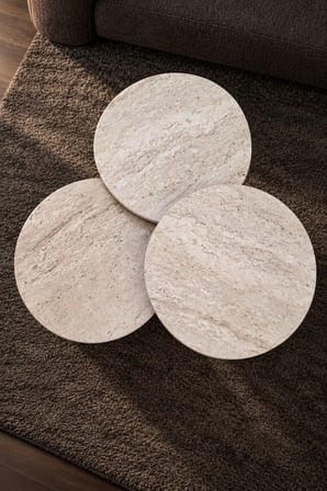 Soyasis Livia Bohem 3'lü Zigon Sehpa 40 cm - Traverten-Traverten