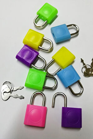 Renkli Asma Kilit Düz Küçük Karışık Renk 3 Adet