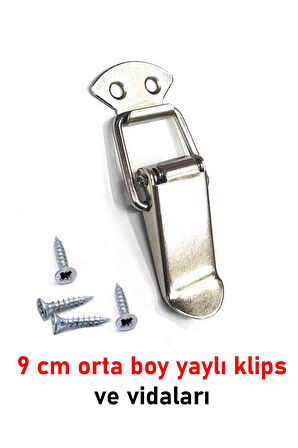 Sandık klipsi yaylı büyük 9 cm metal kapak mandalı kutu kilidi yaylı kilit