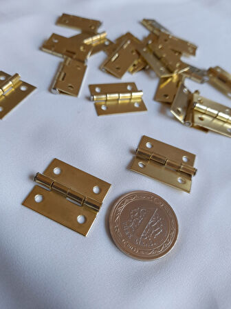 10 Adet Sarı Tavla Menteşe 20x25 mm Kutu ve Sandık Menteşesi Hobi Maket